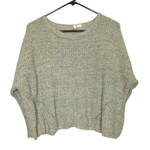 Anthropologie Moth Olive Green Gray Knit Boxy Cashmere Blend Sweater Size Medium